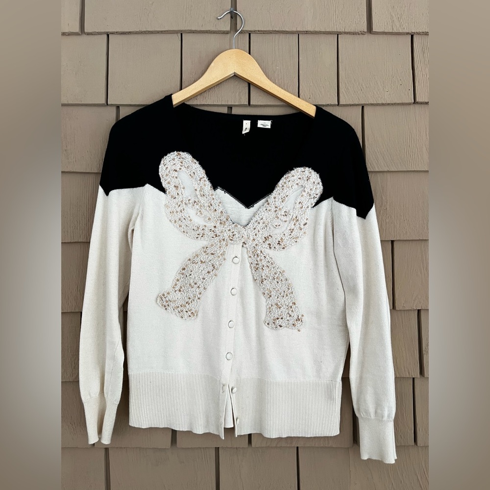 Anthropologie Bow Cardigan size large